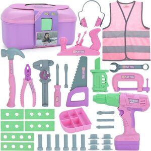 Kids Tool Set, 31 PCS Kids Tool Box Pretend Play Construction Toy with Electric
